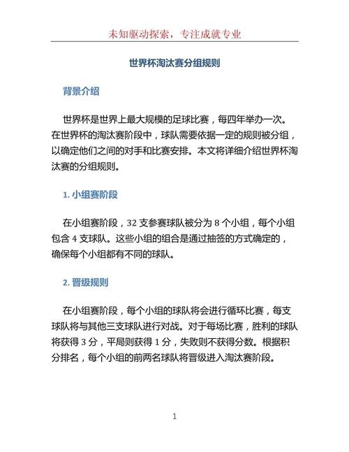 揭秘世界杯淘汰赛详细规则